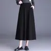 Saia Elegante Simples em Linha A Feminina Outono Inverno Novo Estilo 2026 Cintura Alta Emagrecedora Saia Guarda-chuva Tamanho Plus Caimento Amplo Bainha Grande Saia