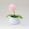 Flor Popular Tejida a Mano Transfronteriza Flor de Lana Tejida Flor Artificial Flor de Tulipan Flor de Lana Ganchillo Planta en Maceta Hecha a Mano Producto Terminado