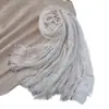 Bufanda de algodón-poliéster con micropliegues verticales, borde crudo deshilachado, rayas verticales para mujer, para viajes a Yunnan Xinjiang, chal fino súper suave con borlas