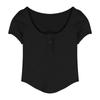 Camiseta Irregular Moda Mujer 2025 Verano Nuevo Pure Spice Girl Cuello U Descote Clavícula Ajustada Sexy Manga Corta