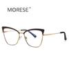 Marco de gafas ópticas nuevo transfronterizo ojo de gato combinación de color de cejas gafas anti luz azul 3035 mortero abierto punto marco europeo y americano