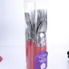 Fabricante Personalizado de Talheres Ocidentais Promocionais de Aço Inoxidável com Cabo de Plástico, Conjunto de 24 Peças para Presente
