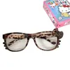 Montura de Gafas con Estampado de Leopardo para Gatito Sin Lentes Linda Montura Decorativa Lisa Ins Vintage Y2k Carey Redondas