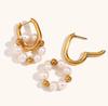 Pendientes de perlas de agua dulce en forma de U, populares en Amazon, chapados en oro y cobre, venta transfronteriza entre Europa y América.