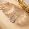 Bestseller transfronterizo: Exquisita y versátil cadena para el cuello de anillos entrelazados, cadena para la clavícula de cobre microincrustado ultrabrillante de lujo discreto