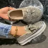 Mocasines Bajos con Lazo de Pedrería para Mujer, Estilo Coreano Otoño 2025 Zapatos Slip-On Perezosos, Mocasines de Pedrería
