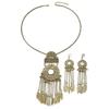 Conjunto de Collar y Pendientes de Estilo Étnico con Diseño Único, Joyería de Espejo con Borlas, Accesorios de Estilo Étnico