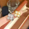 Anillo Vintage Estilo Buccellati Corte Italiano Trébol de Cuatro Hojas con Microincrustación Moda Francesa, Adecuado para el Uso Diario