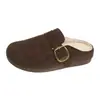 Meias-Pantufas Fechadas Estilo Birkenstock com Forro de Lã Retrô para Mulheres, Nova Moda Outono/Inverno 2026 Pantufas de Algodão Slip-On para Uso Externo
