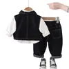 Conjunto de chaleco vaquero retro estilo coreano para bebés de 0 a 5 años, moda urbana moderna para primavera y otoño, ropa nueva para niños