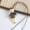 Pingentes de Animais em Tecido Artesanal Estilo Floresta, Acessórios Fofos de Coelho, Sapo, Gato e Urso, Colares com Cordão Longo, Atacado
