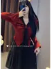 Conjunto de Duas Peças Feminino Autono Novo Plus Size para Afinar o Visual, Blusa Doce de Manga Longa e Saia na Cintura