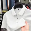 Camiseta de manga corta para hombre de algodón mercerizado de doble cara, 70 hilos, nuevo estilo de verano, suave como la seda, transpirable, con cuello, polo de color liso para hombre