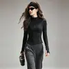 Conjunto de Yoga y Fitness para Mujer: Conjunto Deportivo de Dos Piezas para Correr, Top de Manga Larga con Cremallera y Cuello Alto, Cintura Alta, Antideslizante, Secado Rápido