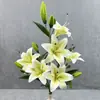 Decoración de Boda Mei Bao Arreglo Floral Artificial de Lirio de 6 Cabezas para Decoración de Mesa de Hogar y Hotel Flores Falsas