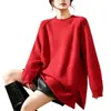Nuevo Suéter Pulóver de Punto Redondo Talla Grande Transfronterizo Europeo y Americano Otoño/Invierno 2026 para Mujer, Estilo Holgado y Casual, Top de Punto de Color Sólido