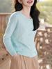 Camiseta de punto elegante de alta gama, cuello redondo suave, para mujer, nueva de primavera, talla grande para chicas con sobrepeso, ropa de trabajo, top de manga larga con efecto adelgazante