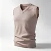 Chaleco de Punto de Color Sólido con Cuello en V para Hombre, Chaleco Suéter de Otoño e Invierno, Suéter sin Mangas Casual para Jóvenes de Amazon