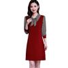 M~5Xl Primavera e Outono Novo Vestido Básico de Comprimento Médio de Manga Comprida para Idosos e Meia-Idade Look Emagrecedor e Moda para Mães