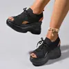 Sandalias Deportivas Flyknit Tallas Grandes Transfronterizas para Mujer 2026 Verano Nuevas Sandalias para Mujer Plataforma Moda Suela Gruesa que Aumenta la Altura