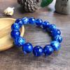 Pulseira de Círculo Único de Cera de Abelha Âmbar Azul Imitação Viva Fluorescente em Água Salgada para Homens e Mulheres
