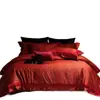Juego de ropa de cama nupcial rojo de estilo moderno simple, juego de textiles para el hogar de cuatro piezas de algodón puro Awati de fibra larga
