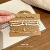 Pulsera de Cordón de Cuero con Cuentas Acrílicas, Juego de Siete Piezas, Pulsera Versátil de Moda para el Trabajo con Diseño Único, Joyería de Nicho para Mujer