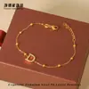 Pulseira Personalizada de Aço Titânio com Letras para Mulheres 26 Letras Inglesas Corrente de Contas Aço Inoxidável Leve Luxo Estilo Ins Personalização em Massa