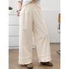 Calça Casual Versátil de Moda Nova para Verão Feminina, Elegante, Rejuvenescedora, Solta, Emagrecedora, Cintura Elástica, Calça de Renda Wide-Leg Atacado