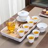 Fábrica de Conjuntos de Chá Vendas Diretas Conjunto de Chá Kung Fu de Porcelana Branca Conjunto Completo de Conjunto de Chá Kung Fu Bandeja de Chá Moderna Simples para Uso Doméstico Item Padrão
