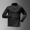 Movimento Primavera e Outono Transfronteiriço Camisa Masculina de Manga Longa com Meio Zíper para Ciclismo Secagem Rápida Treinamento de Corrida Futebol Basquete Cor Lisa