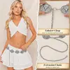 Estilo bohemio europeo y americano cadena de cintura de caballo blanco falda casual corsé de cintura vintage cadena corporal de metal accesorio estampado