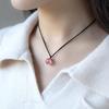 Nueva Cadena de Clavícula de Obsidiana de Año Nuevo, Collar Sencillo de Cristal de Fresa para Pareja, Cordón Negro, Cadena de Clavícula con Colgante de Ágata Negra