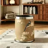 Nuevo cubo de basura de cuero de alto valor para sala de estar en casa, estilo Song chino, papelera de lujo ligero para habitación de hotel