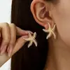 Nuevos Pendientes Exagerados Estilo Vacaciones con Temática Marina de Estrella de Mar y Caracola Transfronterizos, Pendientes de Moda Elegantes y Sencillos Estilo Ins