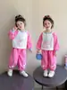 Conjunto de Primavera 2026 para Meninas Nova Moda de Primavera Moletom Estiloso Infantil e Calça Casual Conjunto de Duas Peças Roupas de Bebê