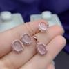Pendientes colgantes con anillo y incrustaciones de plata 925 con cristales de polvo natural, tres piezas, joyería de moda al por mayor