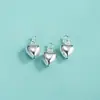 Accesorios de Plata Pura S990 Plata Lisa Hueca Versión Ligera Colgante Corazón de Melocotón Pulsera de Cuerda Hecha a Mano DIY Colgante Colgante de Corazón