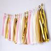 Borla de papel de oro rosa con lentejuelas de papel de aluminio, bricolaje, borla de papel, decoración para fiesta de cumpleaños, decoración de boda, flor