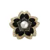 Broche Estilo Tweed Rosa Negra de Alta Gama Camelia Roja Ramillete para Mujer Elegante Sencillo Ropa Traje Suéter Pin