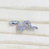 Pendiente de aleación de titanio F136 con forma de serpiente y circón G23 titanio rosca interna circón labio clavo lengua clavo cabeza de joyería perforada