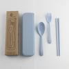 Vajilla Biodegradable Cuchara Tenedor Palillos de Paja de Trigo Vajilla Portátil para Estudiantes Set de Tres Piezas Regalo con Logotipo Imprimible