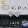 Brincos de Prata S925 com Três Fileiras de Pedras, Totalmente Cravejados com Diamante Moissanite, para Homens e Mulheres, em estoque com Certificado GRA, Cartão Preto