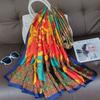 Bufanda de Seda de Marca Grande de Gama Alta para Verano, Chal Largo Estampado para Mujer, Bufanda Elegante, Toalla de Playa, Protector Solar