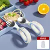 Colher e Garfo de Cabo Curto para Bebê Aço Inoxidável 316 Colher de Silicone para Treinamento de Comida de Bebê Crianças Aprendem a Comer com Garfo e Colher Curvos