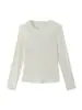 Top base de manga larga con estampado de espiga, que favorece la figura, para mujer, nueva colección otoño/invierno 2026, cuello redondo, corte ajustado, camiseta de lana versátil