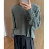 Camiseta de Punto Texturizado de Manga Larga para Hombre, Primavera y Otoño, Marca Trendy Retro Americana, Sensación de Alta Calidad, Top Base Casual Holgado