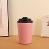 Caneca de Café Americana 12oz com Escala Caneca Térmica Transfronteiriça Aço Inoxidável 304 Caneca com Tampa Flip-Top Caneca com Canudo de Camada Dupla