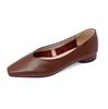 Zapatos muy suaves, estilo frío simple, elegantes, punta cuadrada pequeña, estilo leche, totalmente de piel, Otoño 2021 Nuevo, zapatos de tacón bajo de piel de vaca para mujer