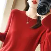 Suéter elegante de corte reto com gola redonda para outono e inverno 2026, direto do fabricante, novo suéter de tricô leve pullover para mulheres